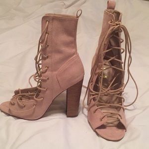 Lulu’s Lace up nude heels